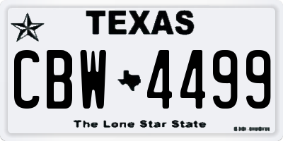 TX license plate CBW4499