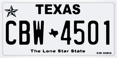 TX license plate CBW4501