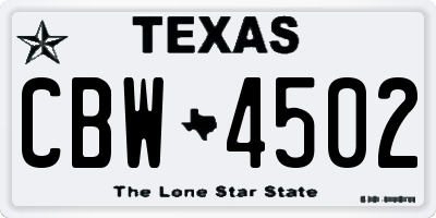 TX license plate CBW4502