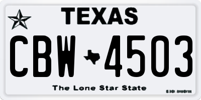 TX license plate CBW4503