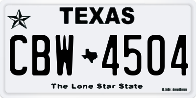 TX license plate CBW4504