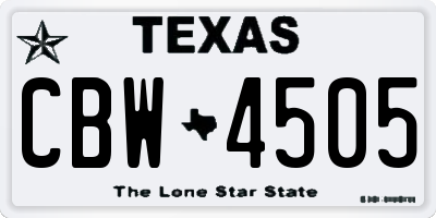 TX license plate CBW4505