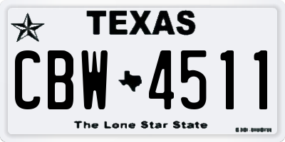 TX license plate CBW4511