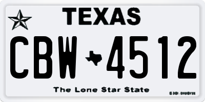 TX license plate CBW4512