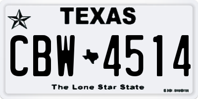 TX license plate CBW4514