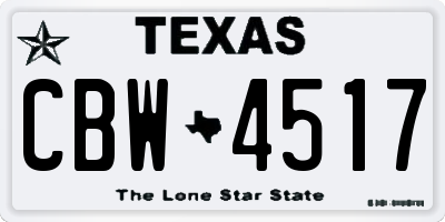 TX license plate CBW4517