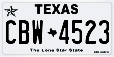 TX license plate CBW4523