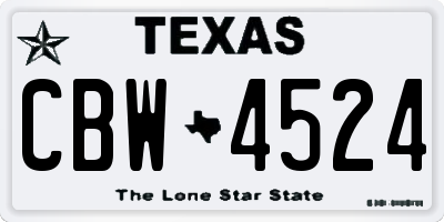 TX license plate CBW4524
