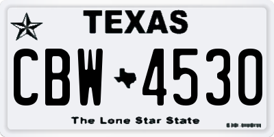 TX license plate CBW4530