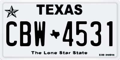 TX license plate CBW4531