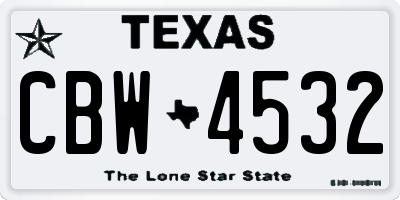 TX license plate CBW4532
