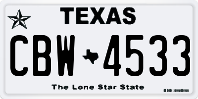 TX license plate CBW4533