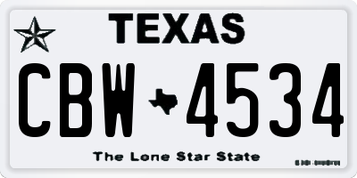 TX license plate CBW4534