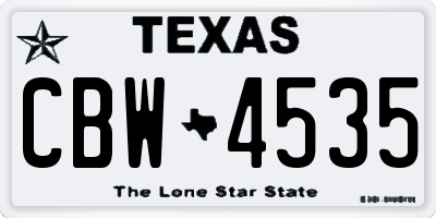 TX license plate CBW4535