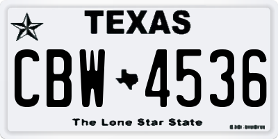 TX license plate CBW4536
