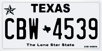 TX license plate CBW4539