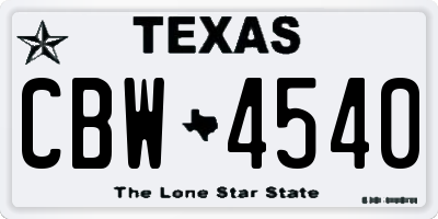 TX license plate CBW4540