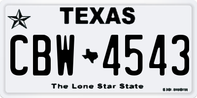 TX license plate CBW4543