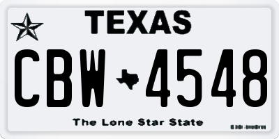 TX license plate CBW4548