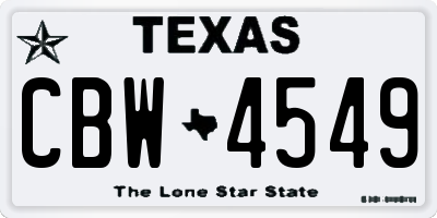 TX license plate CBW4549