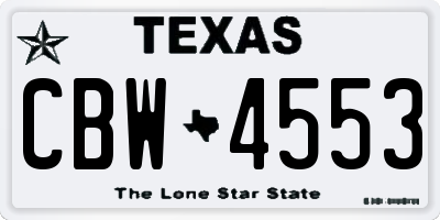 TX license plate CBW4553