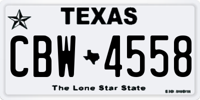 TX license plate CBW4558