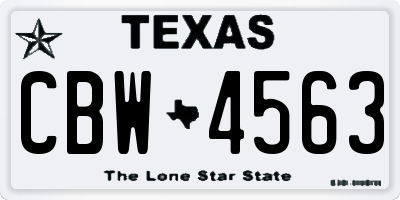 TX license plate CBW4563