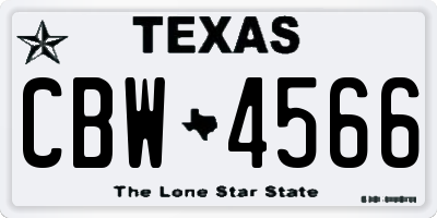 TX license plate CBW4566