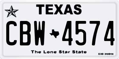 TX license plate CBW4574