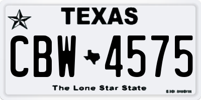 TX license plate CBW4575