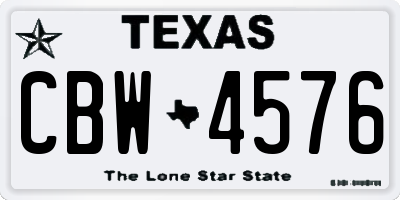 TX license plate CBW4576