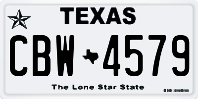 TX license plate CBW4579
