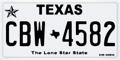 TX license plate CBW4582