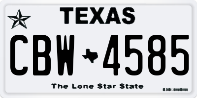 TX license plate CBW4585