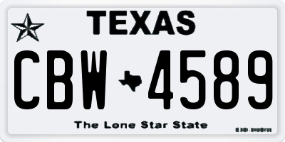TX license plate CBW4589