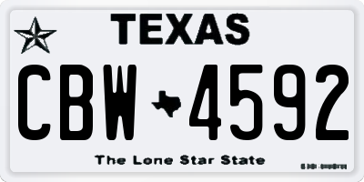 TX license plate CBW4592