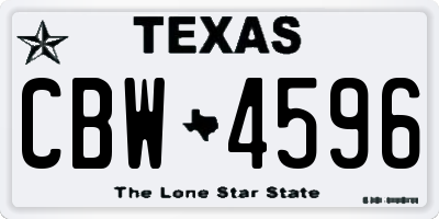 TX license plate CBW4596