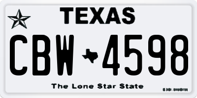 TX license plate CBW4598