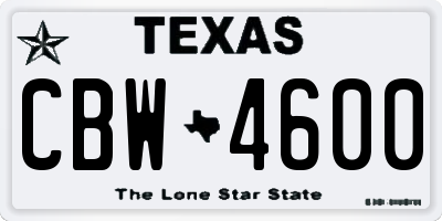TX license plate CBW4600