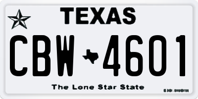 TX license plate CBW4601
