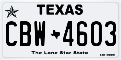 TX license plate CBW4603