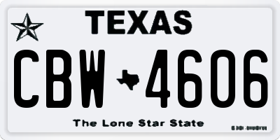 TX license plate CBW4606