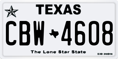 TX license plate CBW4608