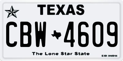 TX license plate CBW4609