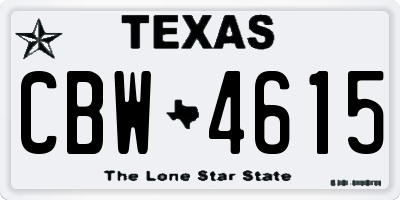 TX license plate CBW4615