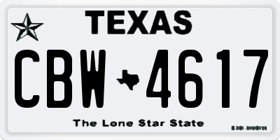 TX license plate CBW4617