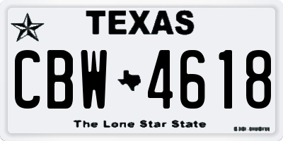 TX license plate CBW4618