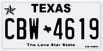 TX license plate CBW4619