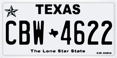 TX license plate CBW4622