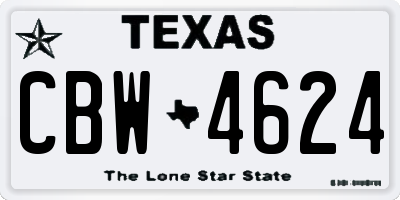 TX license plate CBW4624